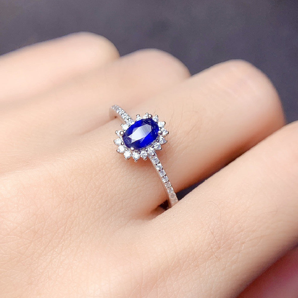 Natural Sapphire Ring S925 Silver Female Accessories Main Stone Image 7