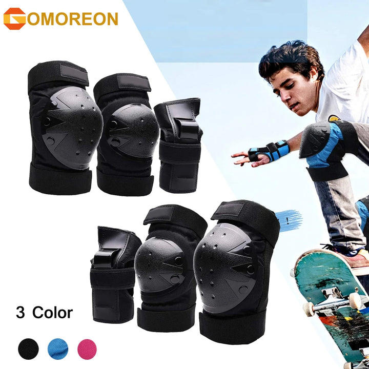 GOMOREON 6Pcs Kids/Adults Knee Pads Elbow Pads Wrist Guards Protective Gear for Skateboarding Roller Skating Cycling BMX Image 1