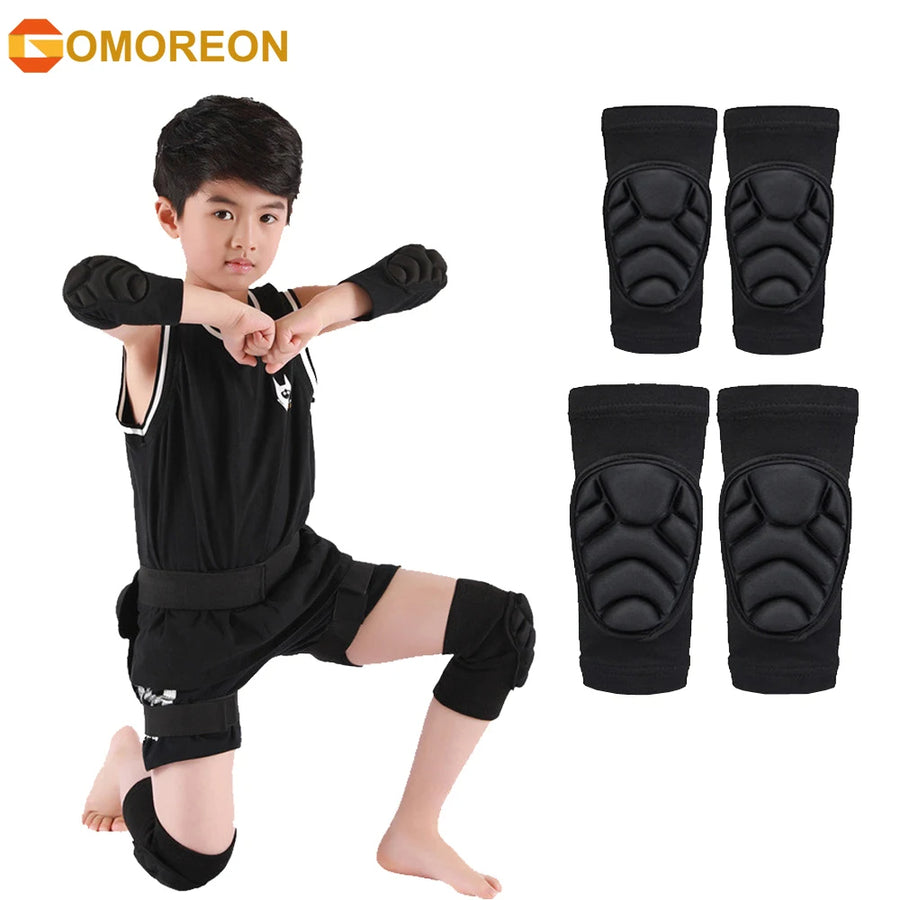 GOMOREON Knee Pads Elbow Sleeves Black Sponge Protective Size XXXS to M Sports Image 1