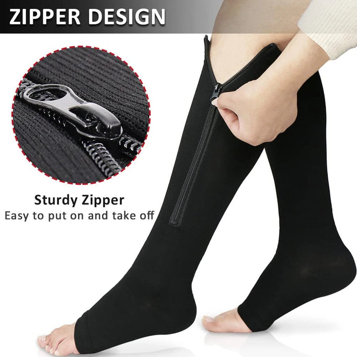 1Pair Zipper Compression Socks for Women and MenSturdy Zippered Stocking to Improves Blood CirculationRelieves Pain and Image 3