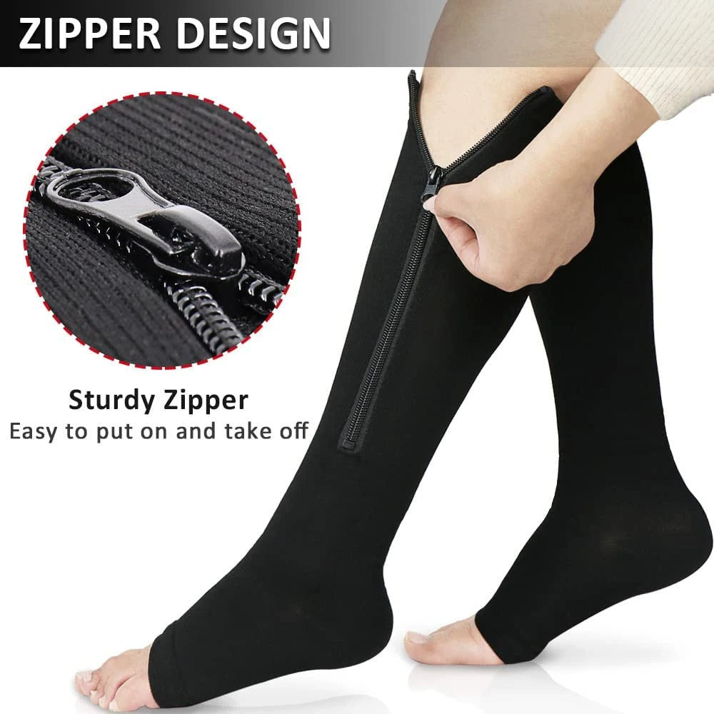 Zipper Compression Socks Men Women 15-20 mmHg Improve Blood Circulation Pain Relief Image 3