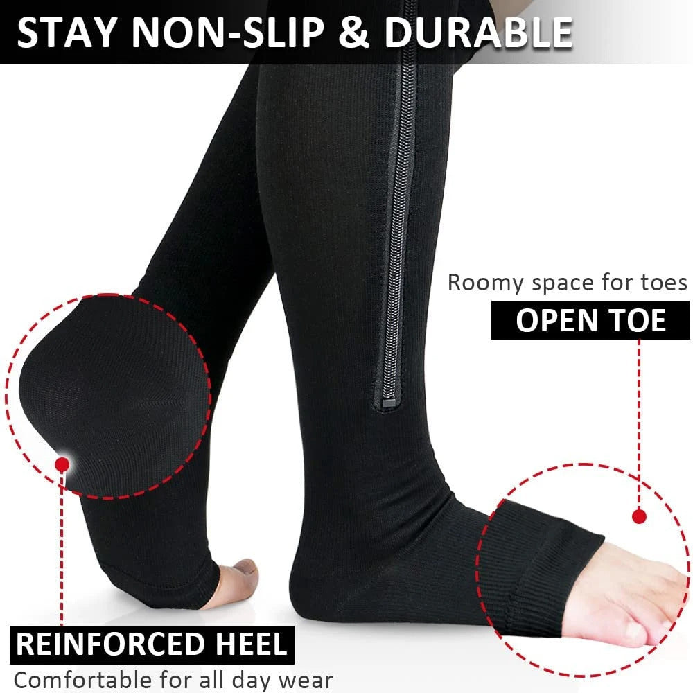 1Pair Zipper Compression Socks for Women and MenSturdy Zippered Stocking to Improves Blood CirculationRelieves Pain and Image 4