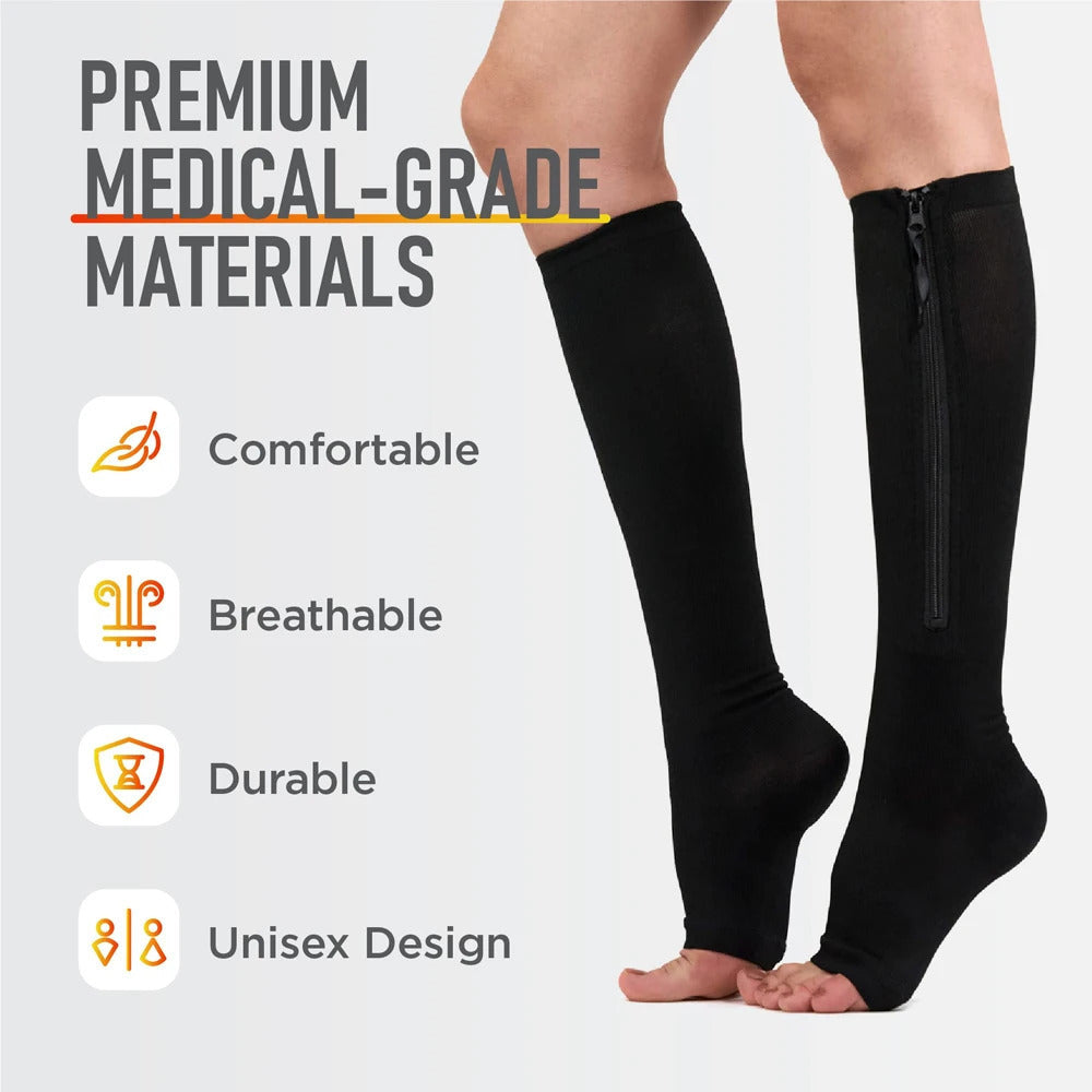 Zipper Compression Socks Men Women 15-20 mmHg Improve Blood Circulation Pain Relief Image 4