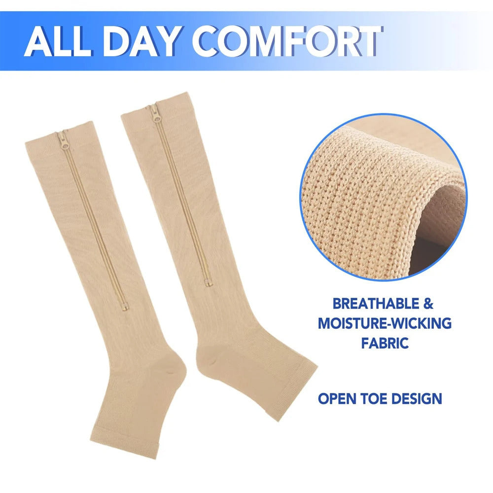 Zipper Compression Socks Men Women 15-20 mmHg Improve Blood Circulation Pain Relief Image 8