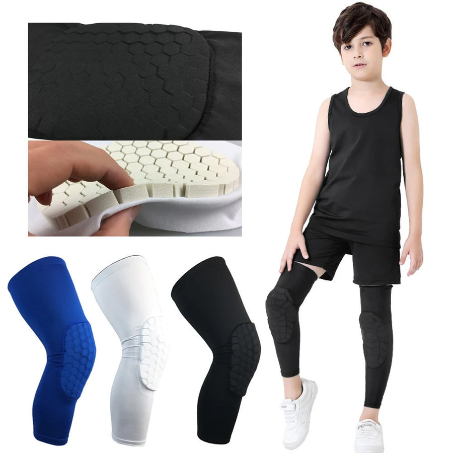 Kids Sports Knee Pads Honeycomb Compression Protective Gear for Basketball Cycling Image 1