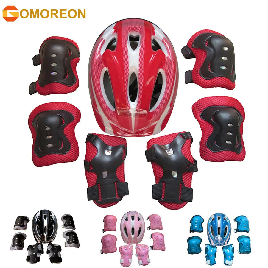 7Pcs Roller Skating Kids Boy Girl Safety Helmet Knee Elbow Pad Sets Cycling Skate Bicycle Scooter Helmet Protection Image 1