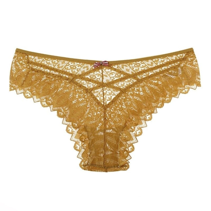 Women Fashion Panties Lace Underwear Low-Waist Thong Hollow Out G String Briefs Solid Comfortable Female Lingerie Image 4