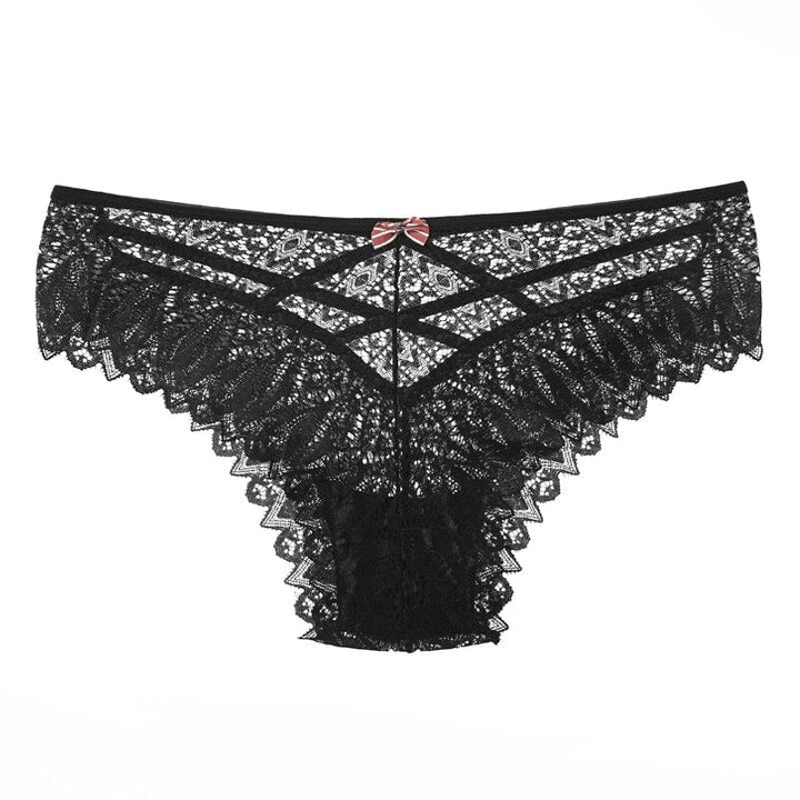 Women Fashion Panties Lace Underwear Low-Waist Thong Hollow Out G String Briefs Solid Comfortable Female Lingerie Image 6