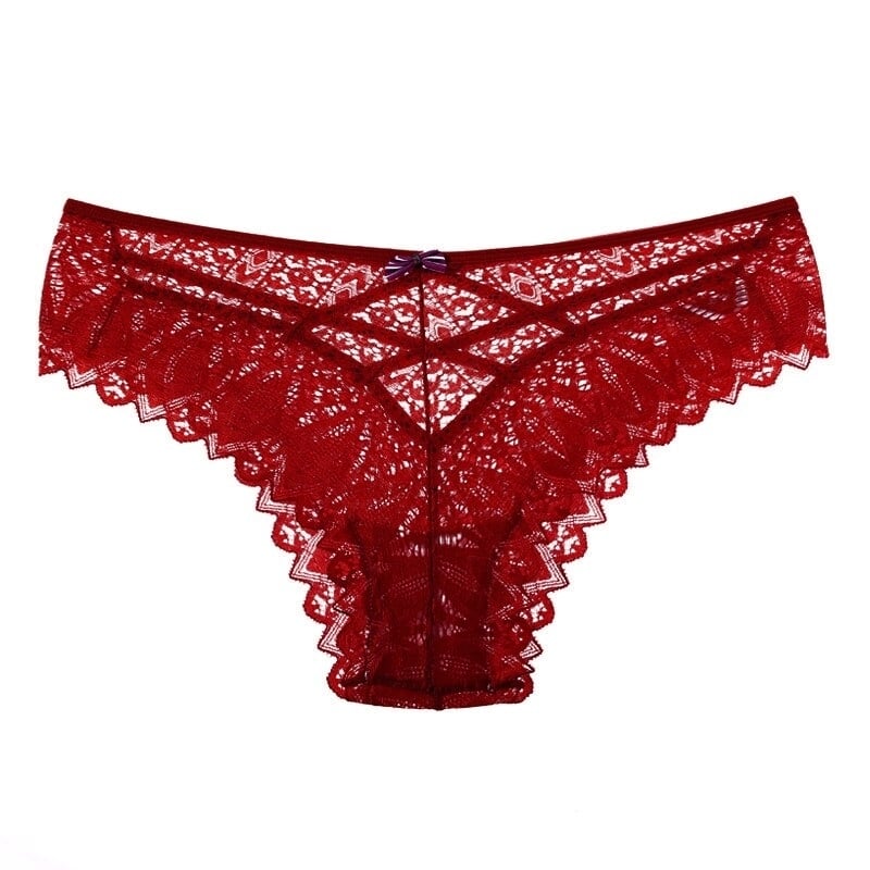 Women Fashion Panties Lace Underwear Low-Waist Thong Hollow Out G String Briefs Solid Comfortable Female Lingerie Image 10