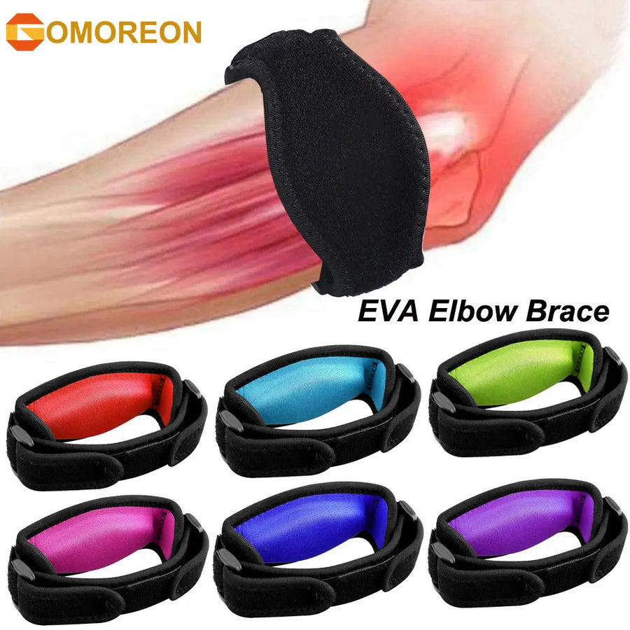 GOMOREON EVA Elbow Brace Compression Pad Adjustable Support Unisex Red Blue Green Image 1