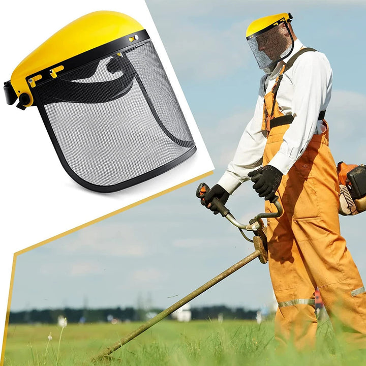 Safety Face Shield with Mesh Visor Protective Mesh Full Face Chainsaw Helmet Hat for Trimmer Gardening Weed Wacker Image 8