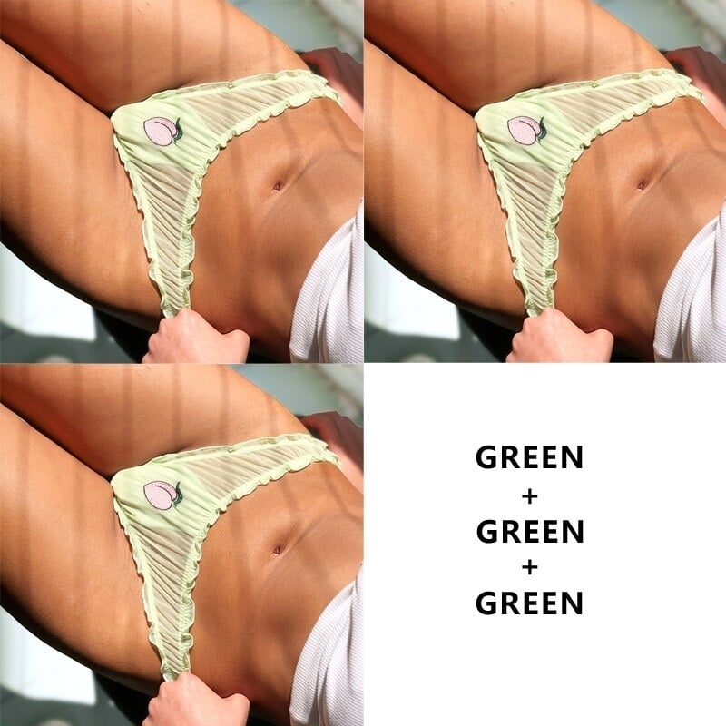 Women Fashion 3Pcs/Lot Lace Lingerie Temptation Low-waist Panties Fruit Ins Embroidery Transparent Briefs Seamless Image 1