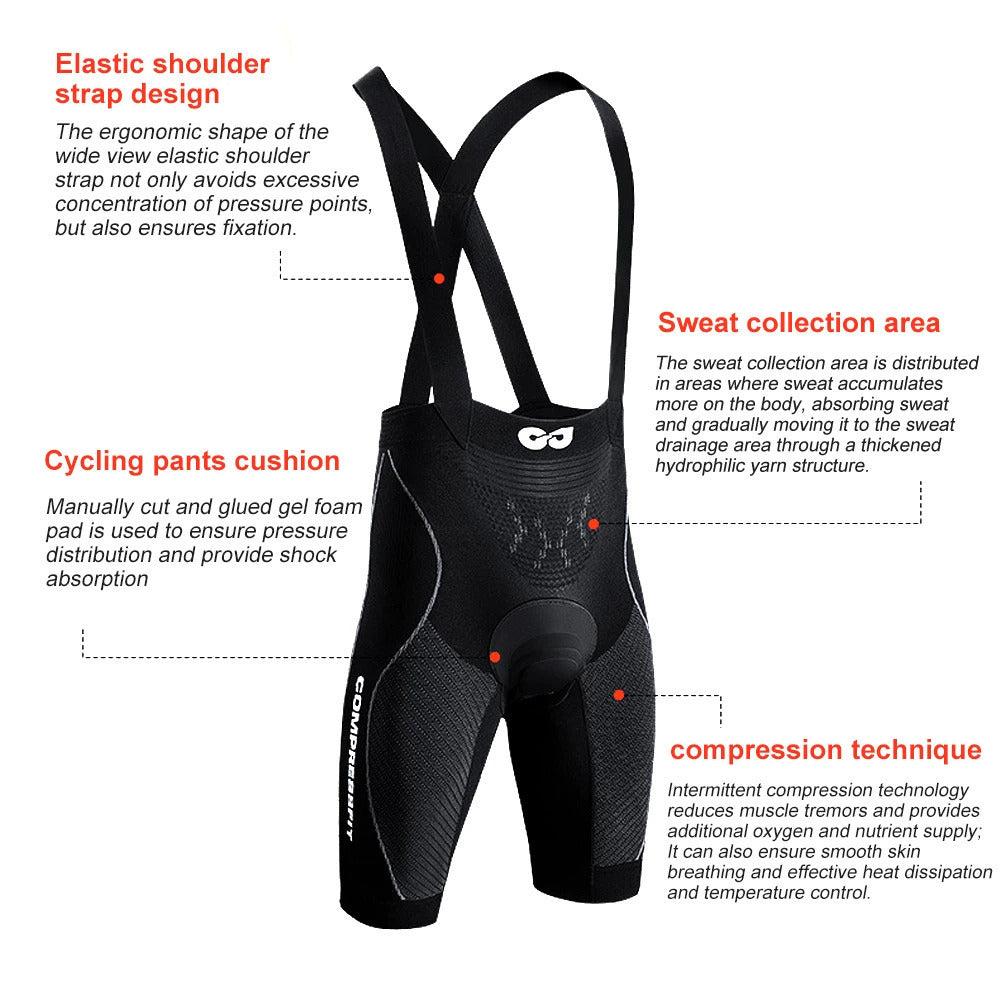 GOMOREON 1Pcs Cycling Shorts Ride Cycling Bib Shorts 3D Gel Padded Mens Cycling Bib Tights Shockproof Pro Team Bike Image 4