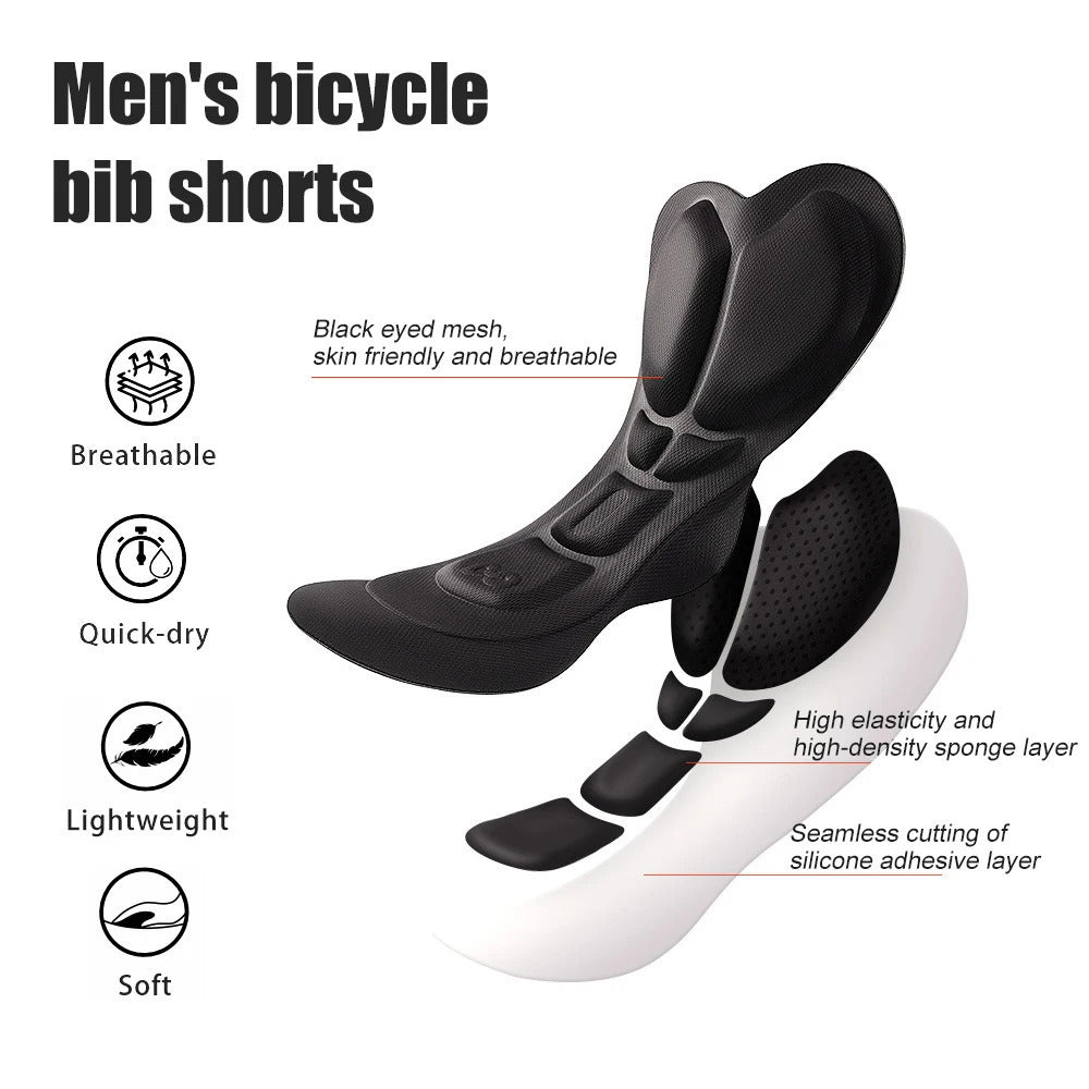 GOMOREON 1Pcs Cycling Shorts Ride Cycling Bib Shorts 3D Gel Padded Mens Cycling Bib Tights Shockproof Pro Team Bike Image 4