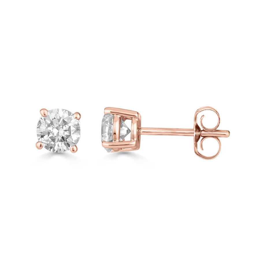 14k Rose Gold 1/4 Carat Round Created Diamond Stud Earrings 4mm Womens Jewelry Image 1