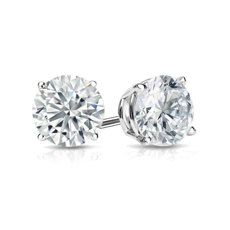 10k White Gold 1/2 Ct Created White Diamond Round Stud Earrings for Women Image 1