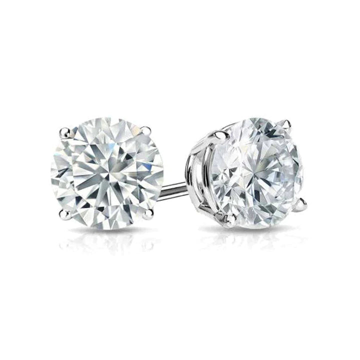 10k White Gold Round Stud Earrings 1/4 Ct Created White Diamond for Women Image 1