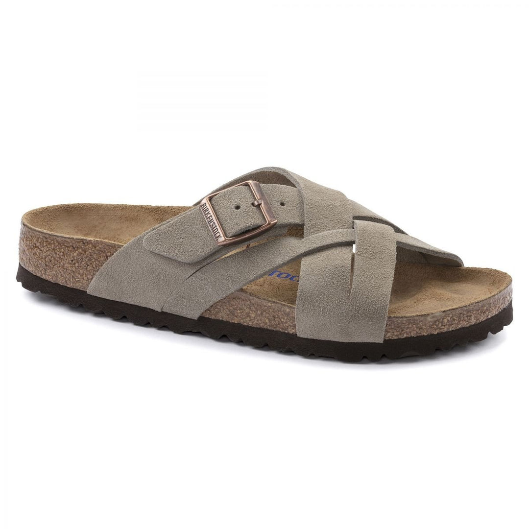 BIRKENSTOCK Womens Lugano Soft Footbed Taupe Suede (narrow width) - 1024513 TAUPE Image 1