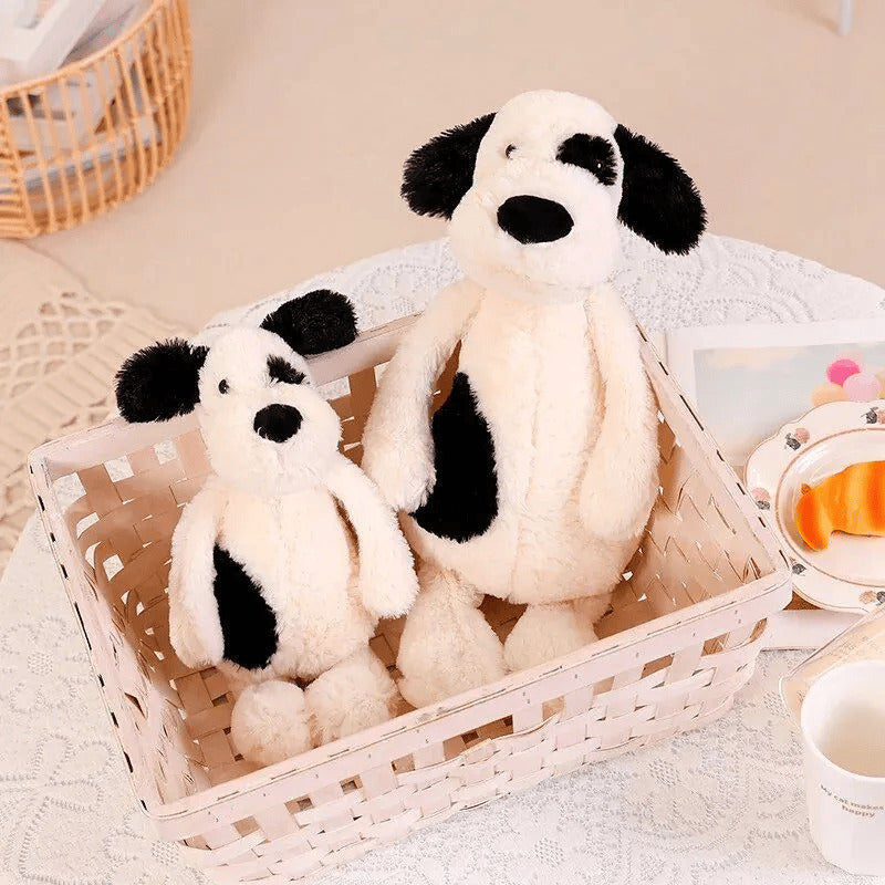 Snuggle Pup: 30/42cm Black and White Stuffed Fluffy Puppy Image 2