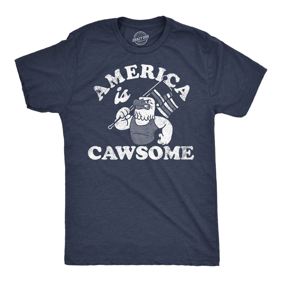 Mens Funny T Shirts America Is Cawsome Sarcastic Fourth Of July Graphic Tee For Men Image 1