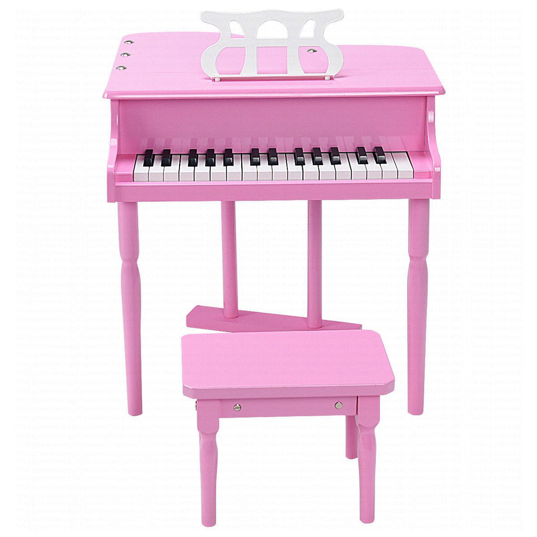 30 key Childs Toy Grand Baby Piano w/ Kids Bench Wood Pink Image 6