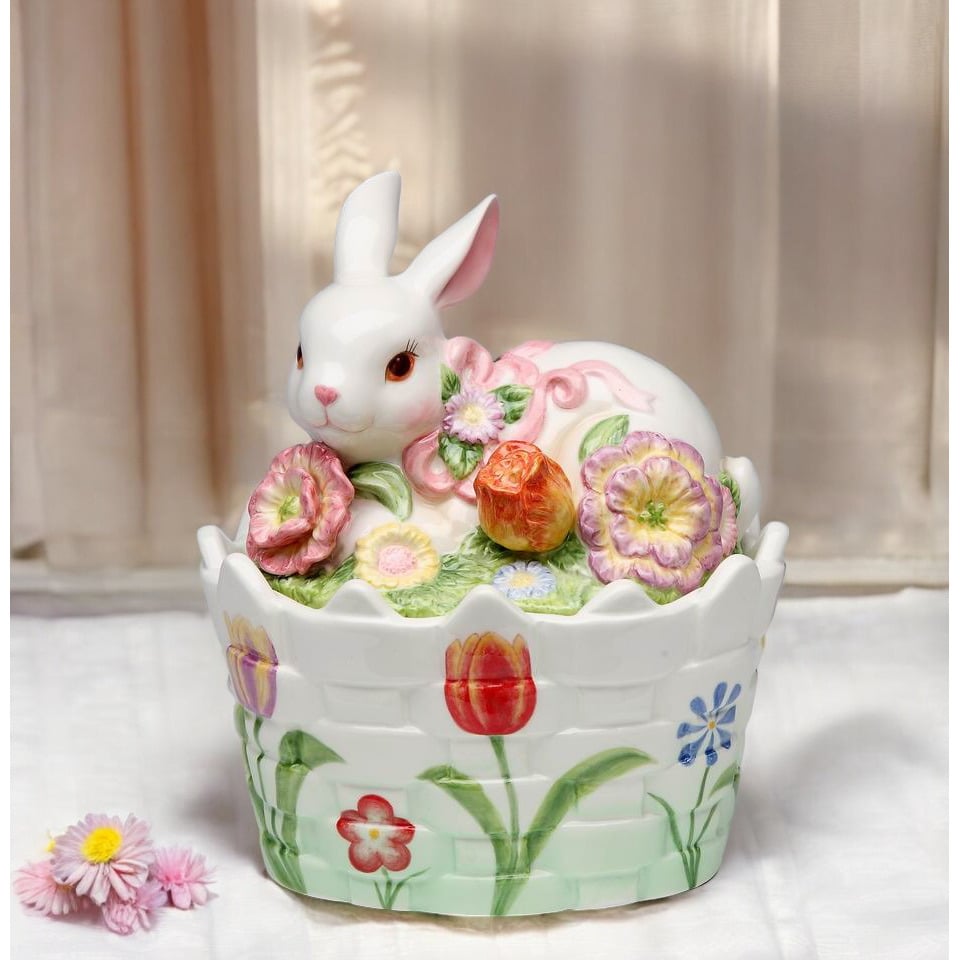 Ceramic Easter Bunny Rabbit Candy Jar 6.6in  Mom Image 1