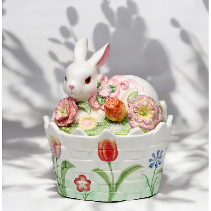 Ceramic Easter Bunny Rabbit Candy Jar 6.6in  Mom Image 2