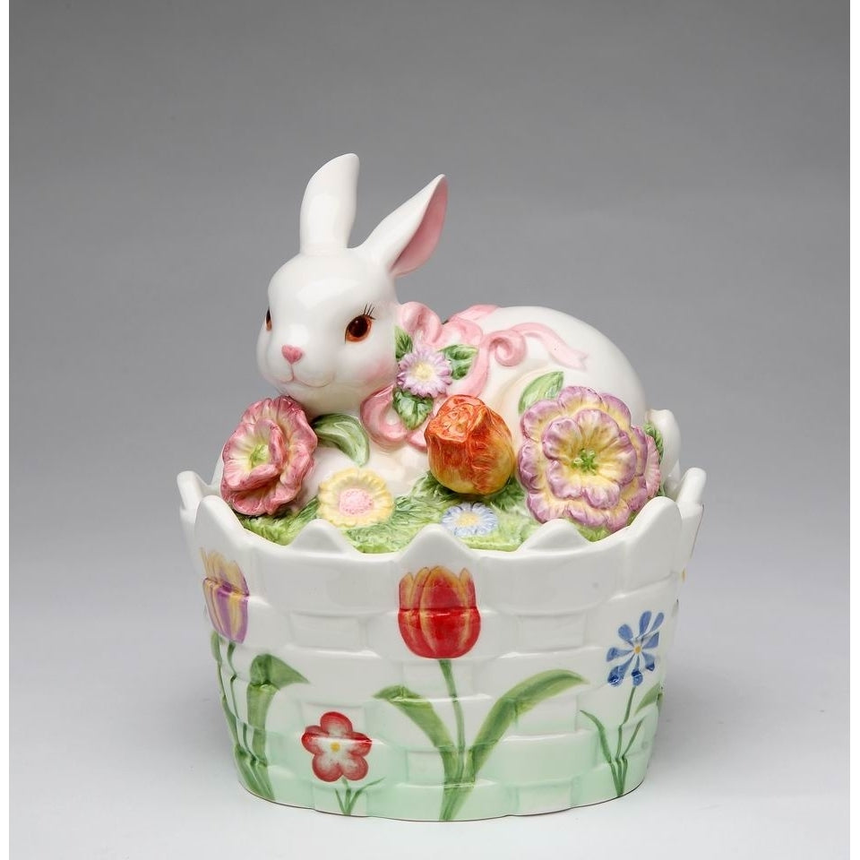 Ceramic Easter Bunny Rabbit Candy Jar 6.6in  Mom Image 3