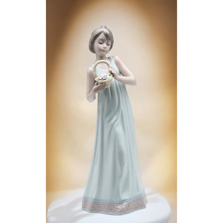 Ceramic Flower Basket Girl Figurine 10in  or Her Image 1