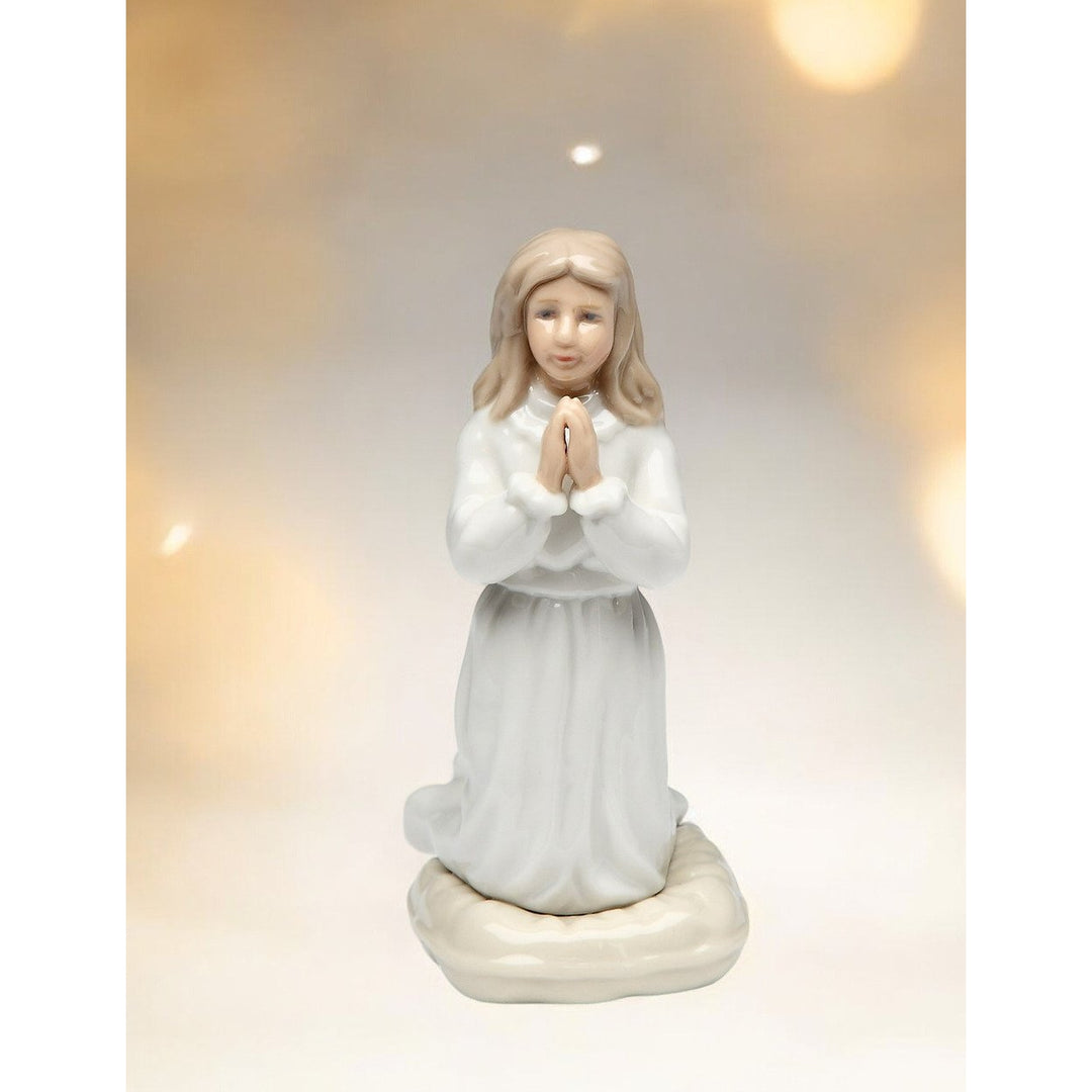 Ceramic Praying Girl Figurine 4" Thoughtful Image 2