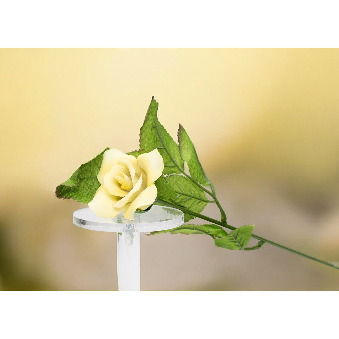 Ceramic Yellow Rose Flowers Set of 2 13.5 Inch Romantic Gift Image 2