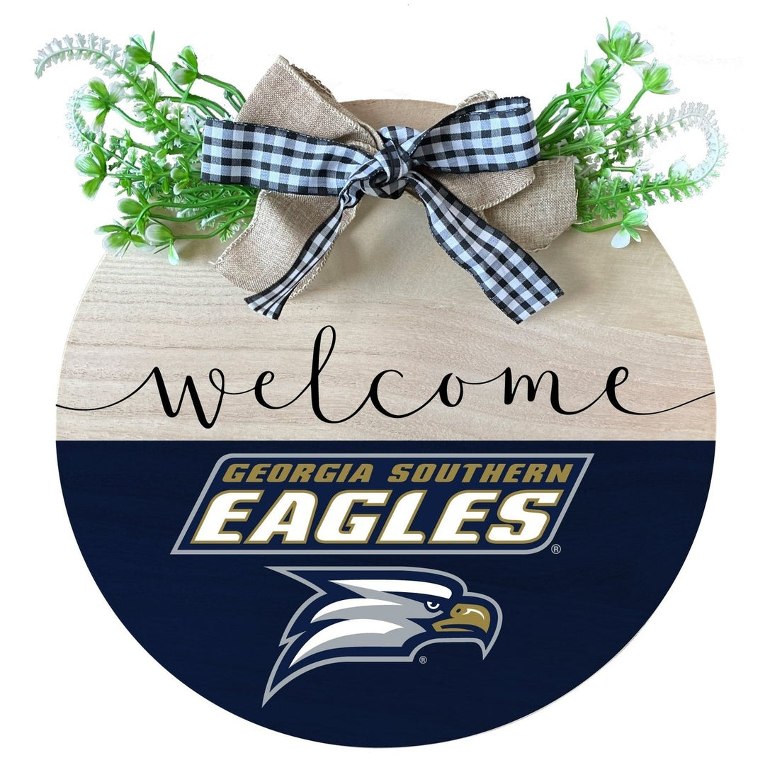 Georgia Southern Eagles Wooden Wreath Welcome Sign Officially Licensed Collegiate Product Image 1