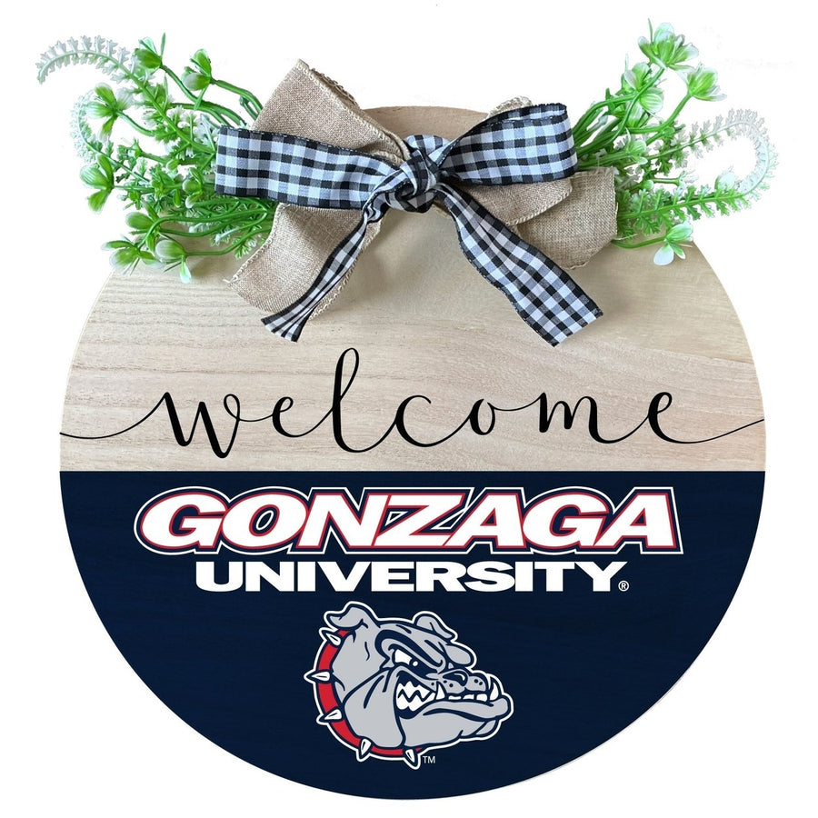 Gonzaga Bulldogs Wooden Wreath Welcome Sign Officially Licensed Collegiate Product Image 1