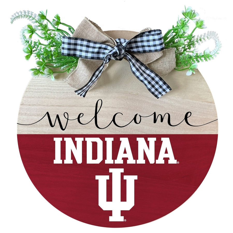 Indiana Hoosiers Wooden Wreath Welcome Sign Officially Licensed Collegiate Product Image 1