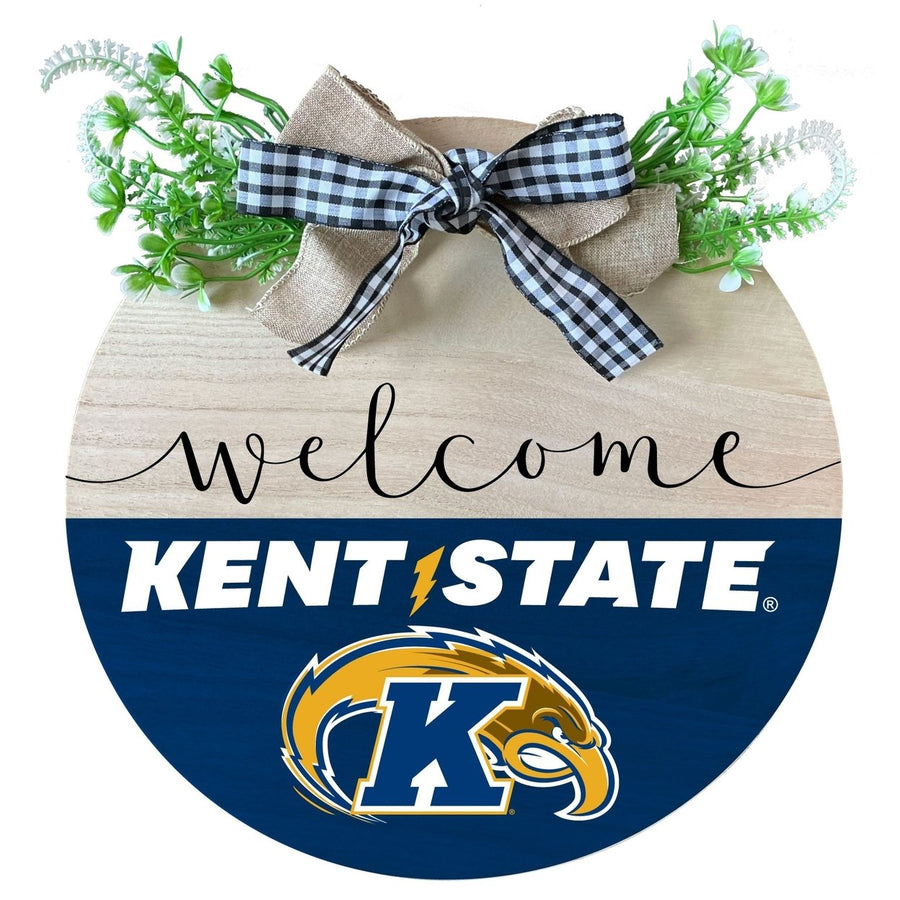 Kent State University Wooden Wreath Welcome Sign Officially Licensed Collegiate Product Image 1