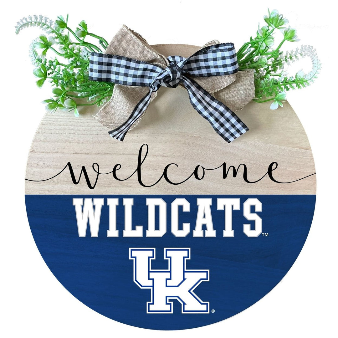 Kentucky Wildcats Wooden Wreath Welcome Sign Officially Licensed Collegiate Product Image 1