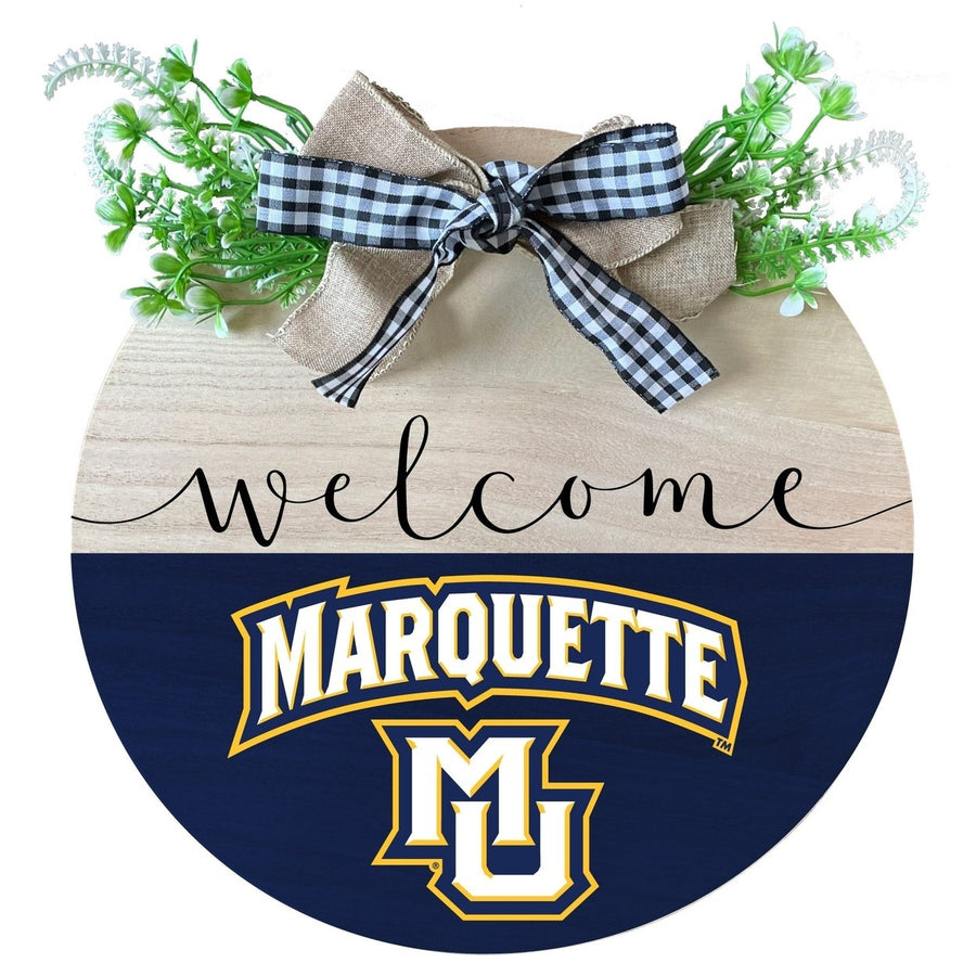 Marquette Golden Eagles Wooden Wreath Welcome Sign Officially Licensed Collegiate Product Image 1