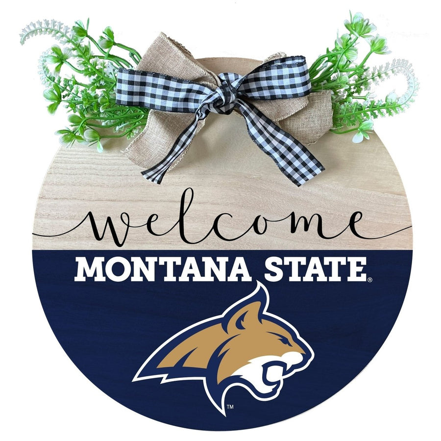 Montana State Bobcats Wooden Wreath Welcome Sign Officially Licensed Collegiate Product Image 1