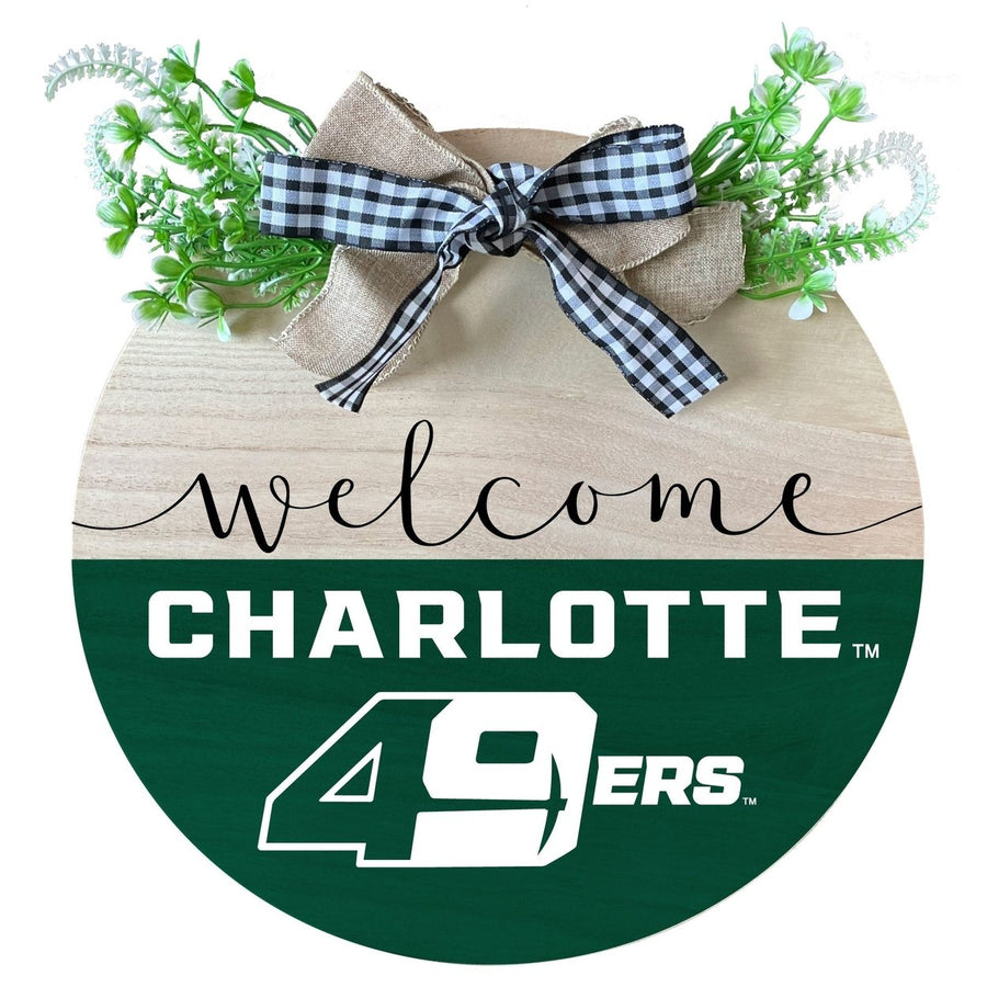 North Carolina Charlotte Forty-Niners Wooden Wreath Welcome Sign Officially Licensed Collegiate Product Image 1