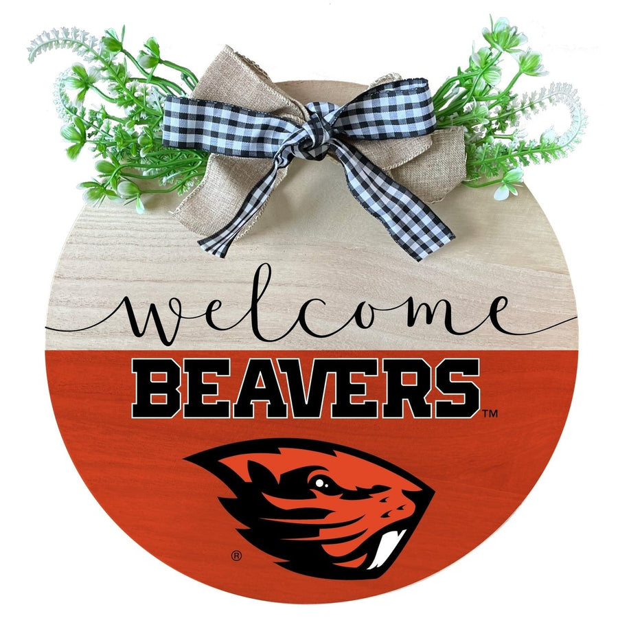 Oregon State Beavers Wooden Wreath Welcome Sign Officially Licensed Collegiate Product Image 1