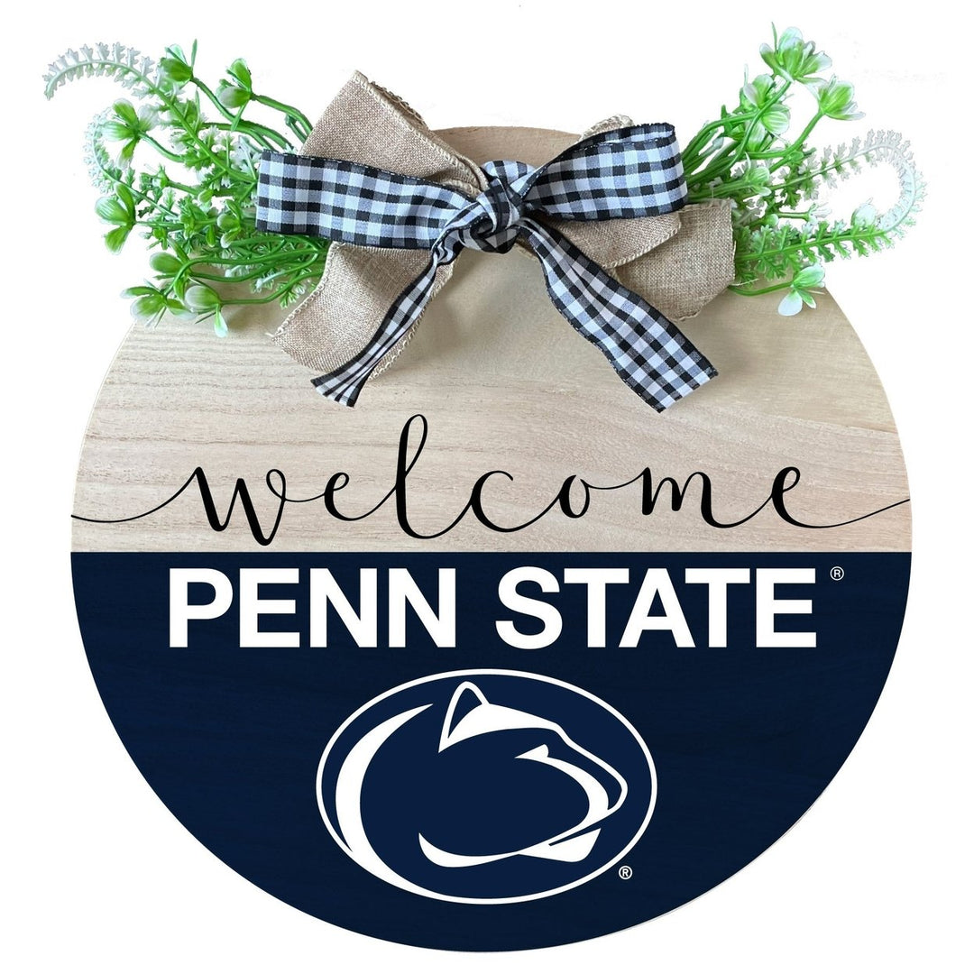 Penn State Nittany Lions Wooden Wreath Welcome Sign Officially Licensed Collegiate Product Image 1