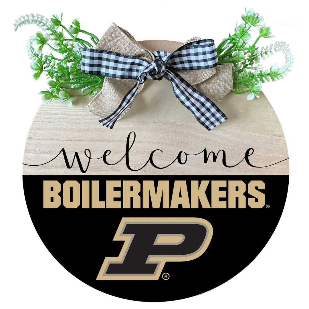 Purdue Boilermakers Wooden Wreath Welcome Sign Officially Licensed Collegiate Product Image 1