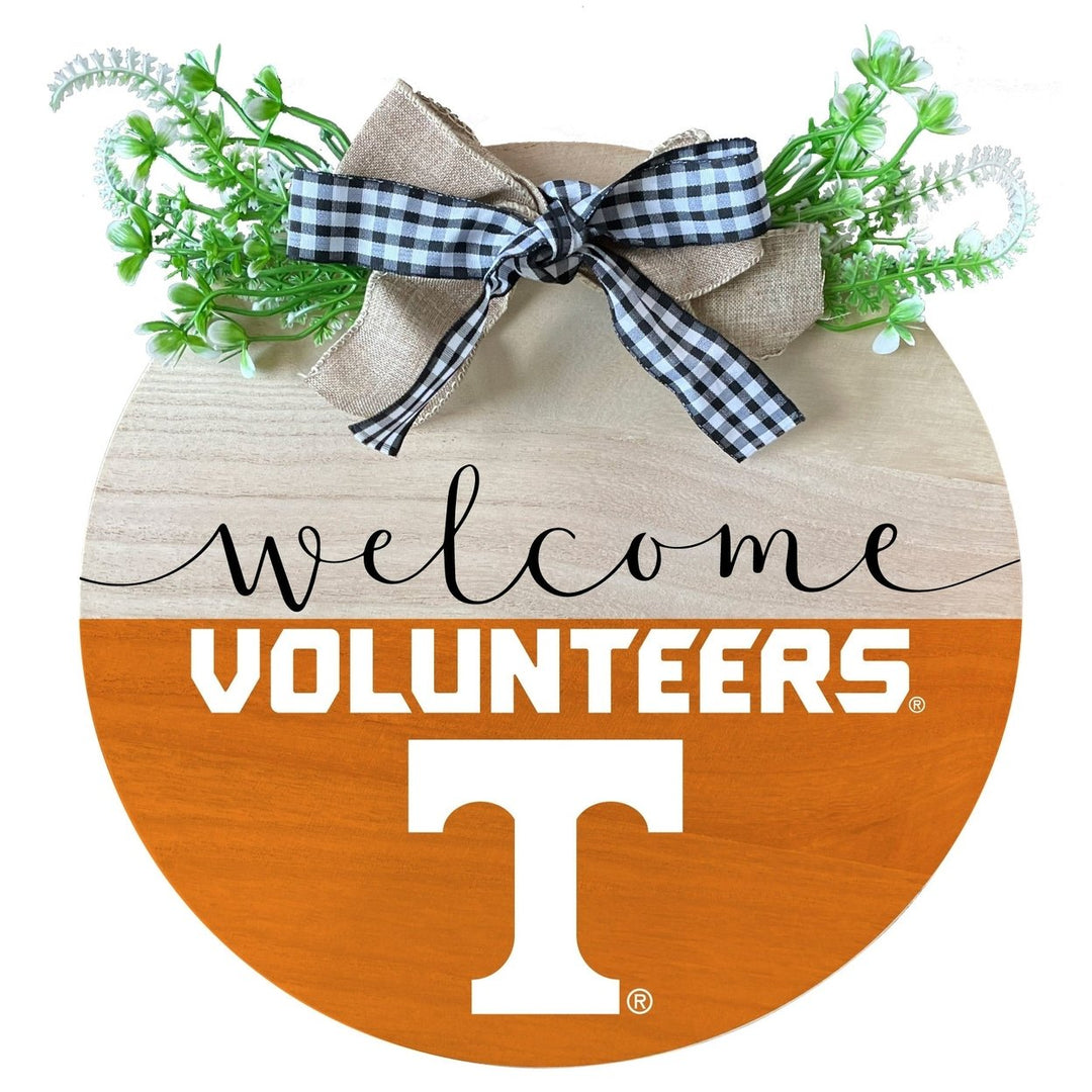 Tennessee Knoxville Volunteers Wooden Wreath Welcome Sign Officially Licensed Collegiate Product Image 1