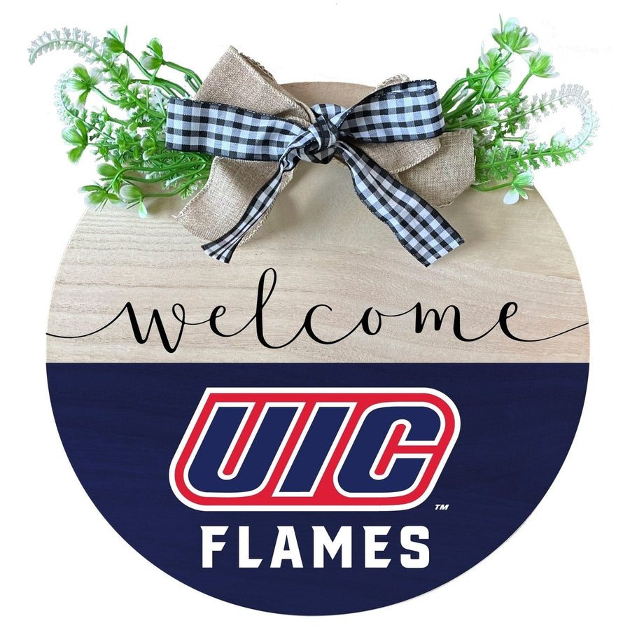 University of Illinois at Chicago Wooden Wreath Welcome Sign Officially Licensed Collegiate Product Image 1