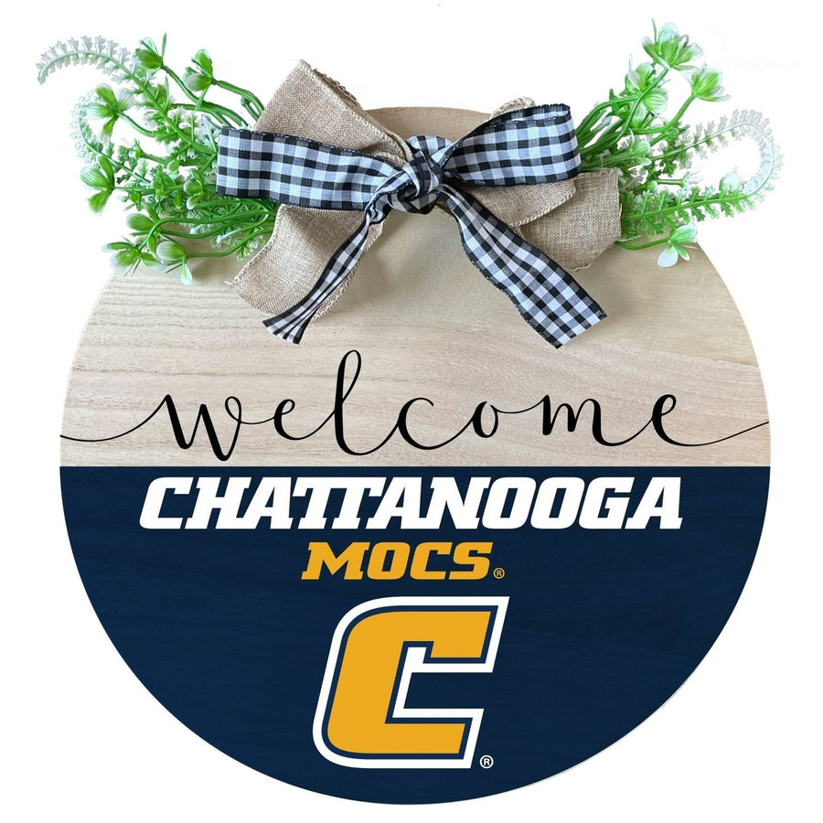 University of Tennessee at Chattanooga Wooden Wreath Welcome Sign Officially Licensed Collegiate Product Image 1