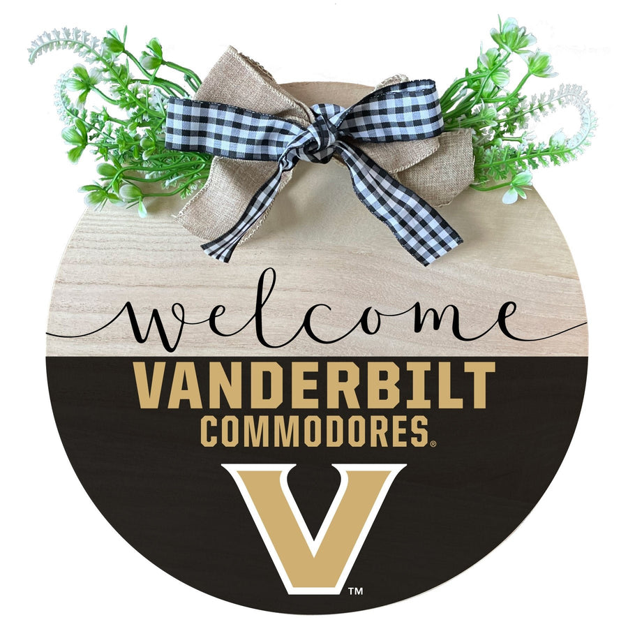 Vanderbilt University Wooden Wreath Welcome Sign Officially Licensed Collegiate Product Image 1