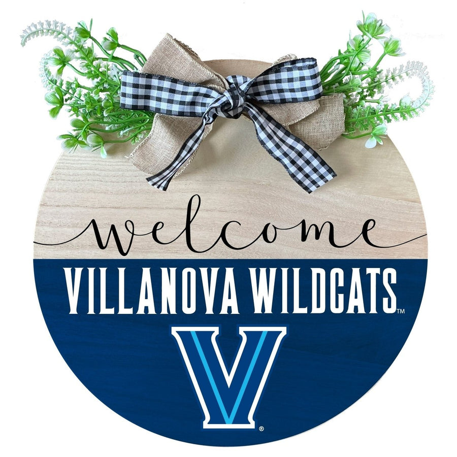 Villanova Wildcats Wooden Wreath Welcome Sign Officially Licensed Collegiate Product Image 1