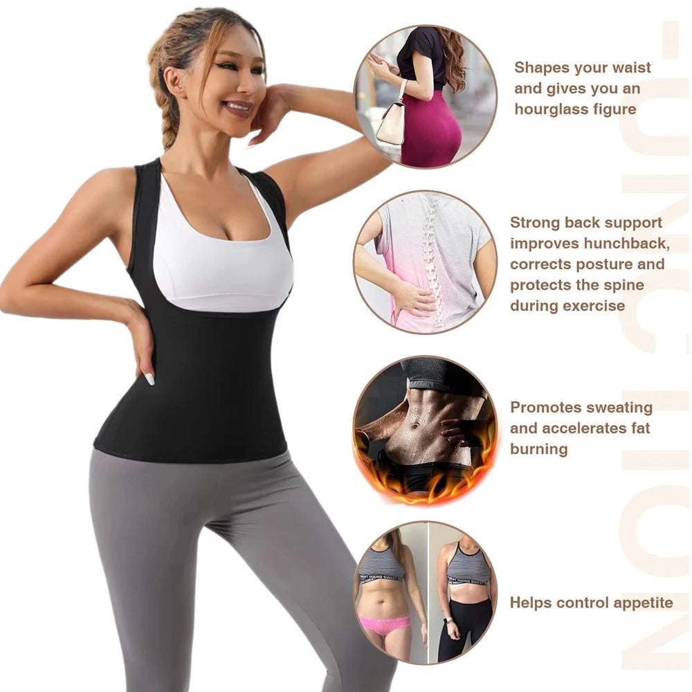 1Pcs Sweat Vest For Women Weight Loss Sweat Workout Tank Top Slimming Sauna ShirtHeat Trapping Sweat Compression Vest Image 7