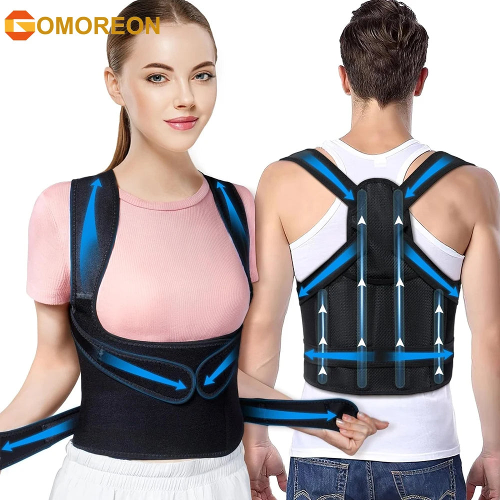 Back Brace Posture Corrector Adjustable Lumbar Support Mesh for Neck and Back Pain Image 1