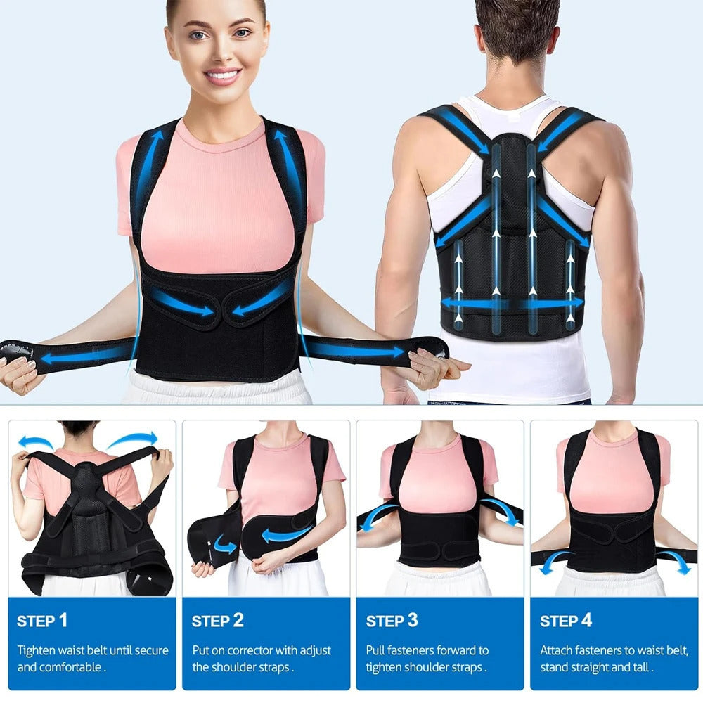 Back Brace Posture Corrector Adjustable Lumbar Support Mesh for Neck and Back Pain Image 3